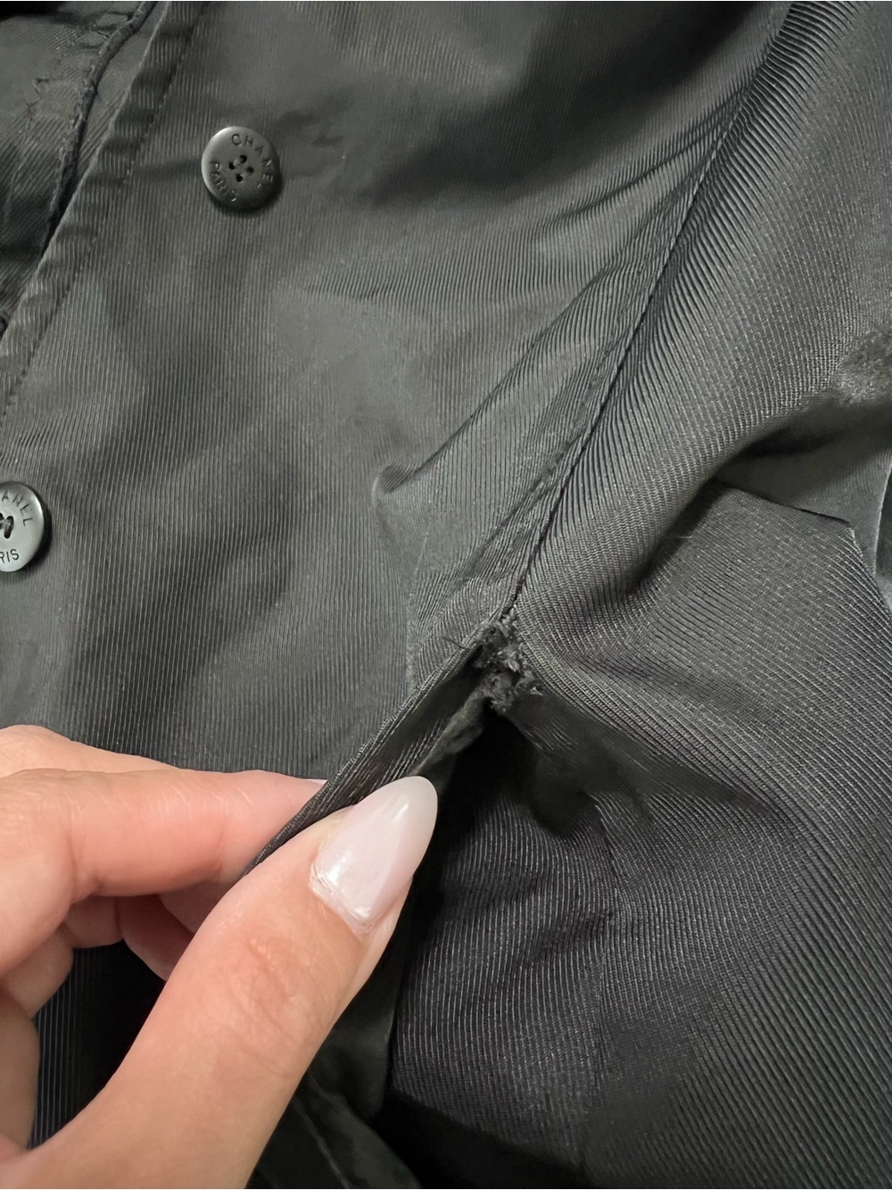Chanel Jacket Women's Size 4 Vintage Nylon Trench Coat Style Button Front C3 - Picture 13 of 16